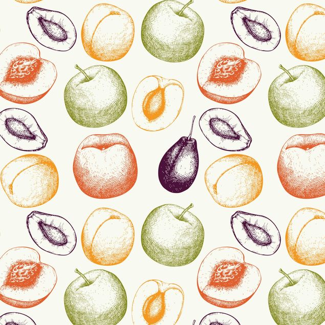 Carta Adesiva per Mobili - Frutta disegnata a mano disegno per cucina