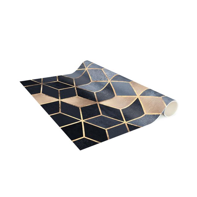 Tappeti in 3d Geometria Blu Bianco Oro