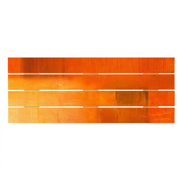 Stampa su legno - Petra Schüßler - Composizione in arancio e marrone 03 - Orizzontale 2:5
