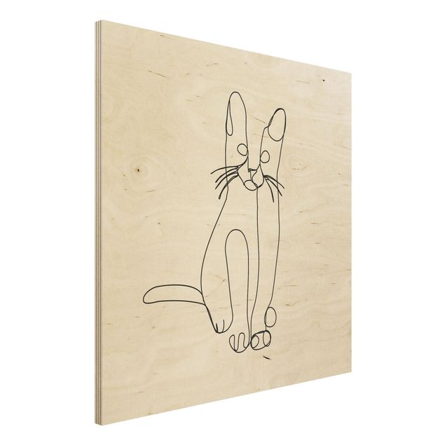 Stampa su legno - Cat Line Art - Quadrato 1:1
