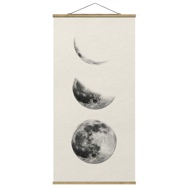 Quadro su tessuto con stecche per poster - tre Lune - Verticale 2:1