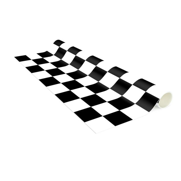 Tappeti in vinile - Trama geometrica di scacchiera in bianco e nero - Quadrato 1:1