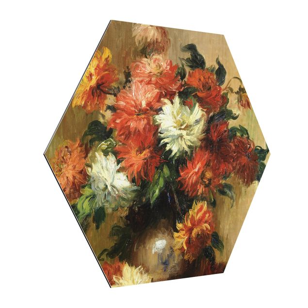 Esagono in Alluminio Dibond - Auguste Renoir - Natura morta con dalie