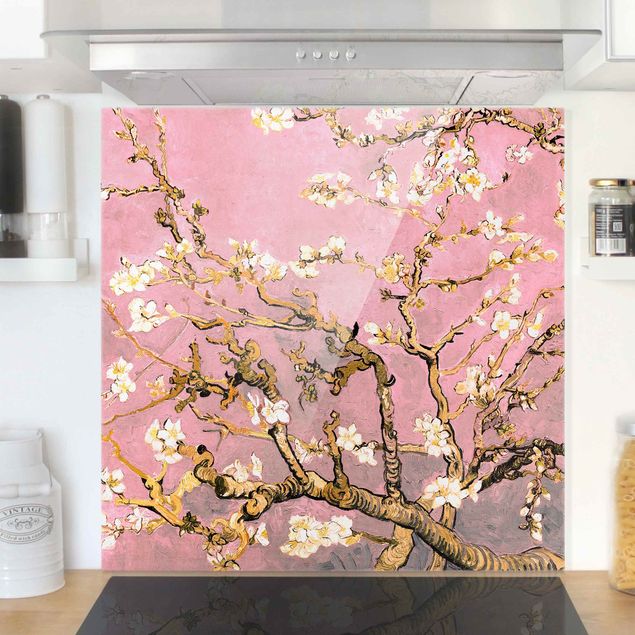 paraschizzi in vetro magnetico Vincent Van Gogh - Mandorlo in fiore in rosa antico