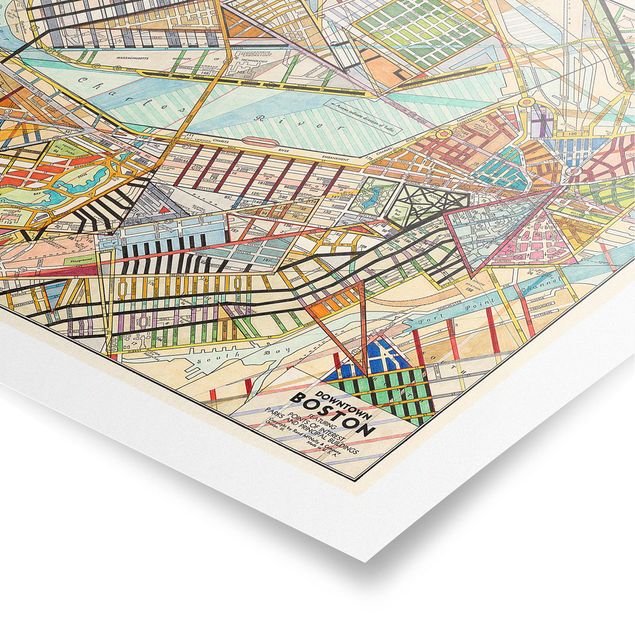 Poster - Mappa Moderno Boston - Orizzontale 3:4