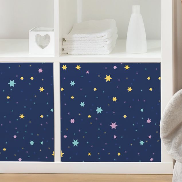 Carta Adesiva per Mobili - Disegno per bambini cielo notturno con stelle colorate
