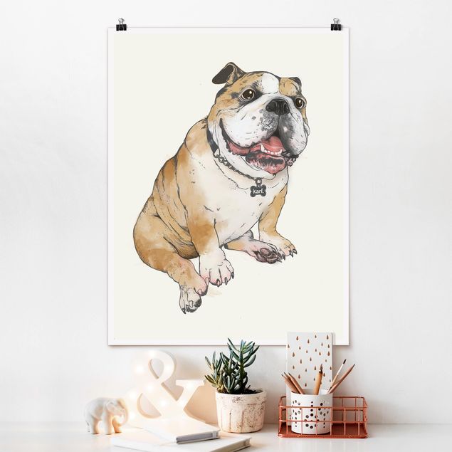 quadri con animali Illustrazione - Cane Bulldog Pittura