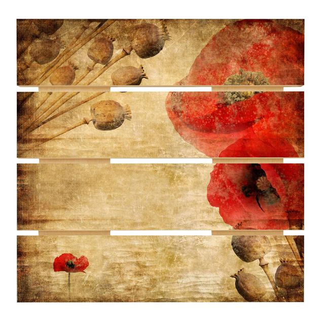 Stampa su legno - Poppy Flower - Quadrato 1:1