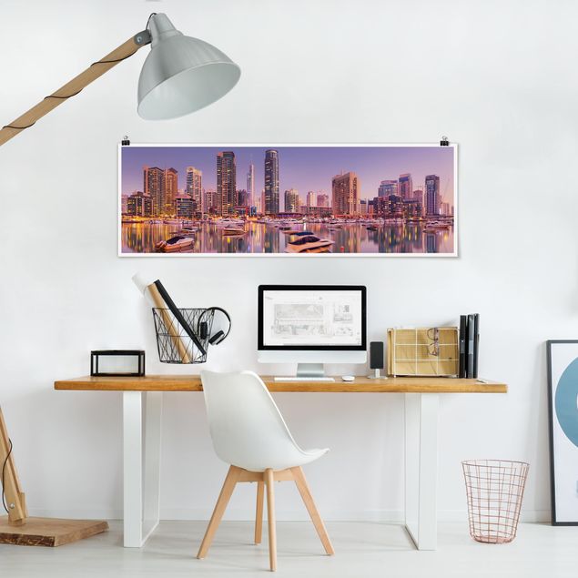 Poster - Dubai Skyline And Marina - Panorama formato orizzontale