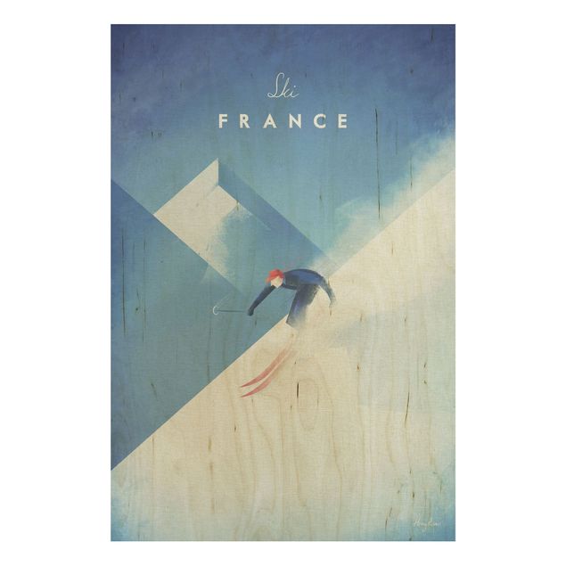 Stampa su legno - Viaggi Poster - Sciare in Francia - Verticale 3:2