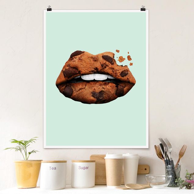 Poster - Labbra con biscotto - Verticale 4:3