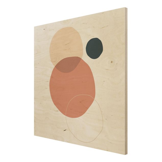 Stampa su legno - Line Art Circles Pastello - Quadrato 1:1