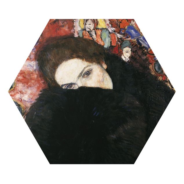Esagono in Alluminio Dibond - Gustav Klimt - Lady Con Muff