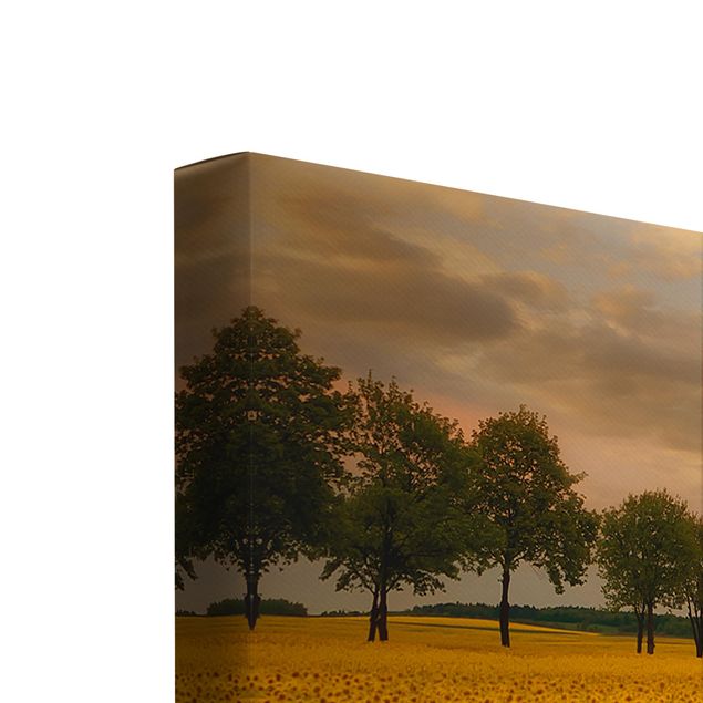 Stampa su tela 3 parti - Field With Sunflowers - Trittico da galleria