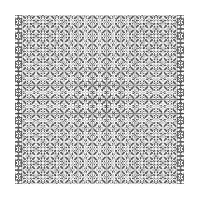 Tappeto salotto moderno grigio Mix di piastrelle geometriche Fiore Grigio