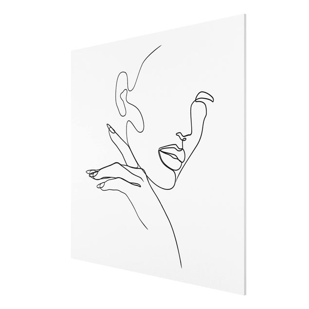 Stampa su Forex - Line Art Woman Portrait Bianco e nero - Quadrato 1:1