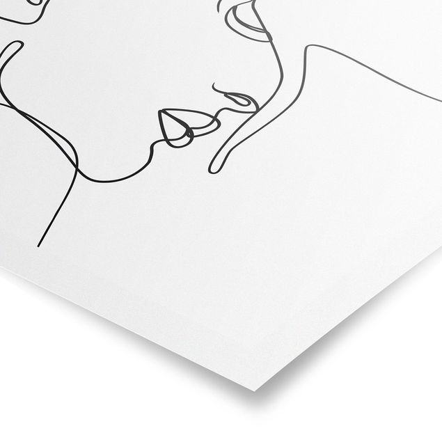 Poster - Gentle Line Art Faces Bianco e nero - Verticale 4:3