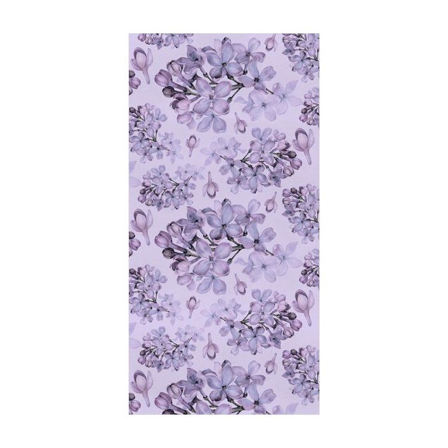 Tappeto cucina viola Delicato disegno di fiori di lillà ad acquerello