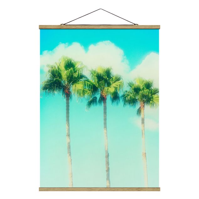 Foto su tessuto da parete con bastone - Palm alberi e cielo blu - Verticale 4:3
