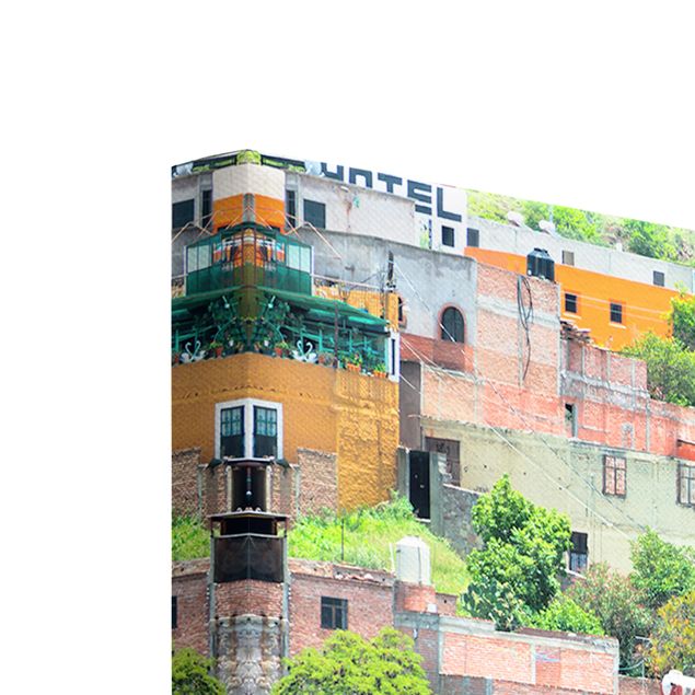 Stampa su tela 3 parti - Colored Houses Front Guanajuato - Trittico