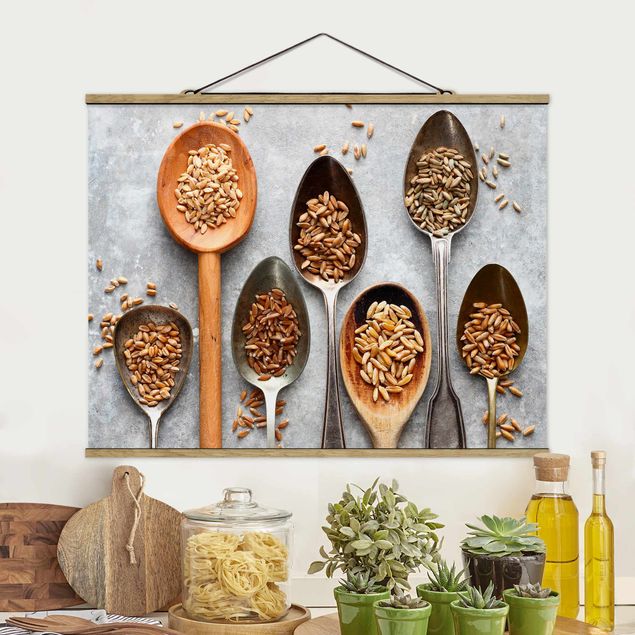 Foto su tessuto da parete con bastone - Cereal Grains Spoon - Orizzontale 3:4