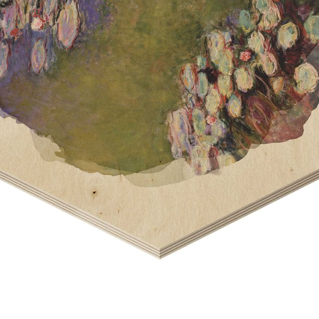 Esagono in legno - Acquarelli - Claude Monet - Ninfee