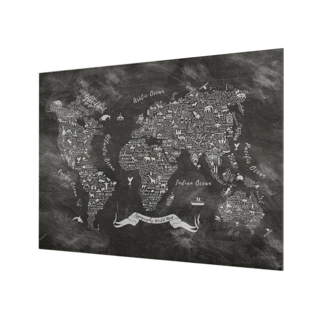 Paraschizzi in vetro - Chalk Typography World Map