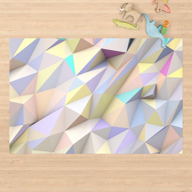 Tappeto per balcone Triangoli geometrici pastello in 3D