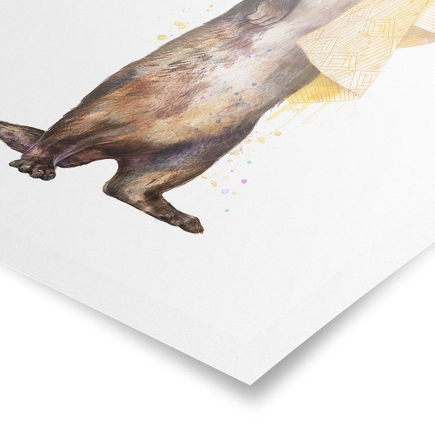 Poster - Illustrazione Lontra con il tovagliolo bianco Pittura - Verticale 4:3