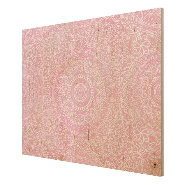 Stampa su legno - Mandala modello rosa - Orizzontale 3:4
