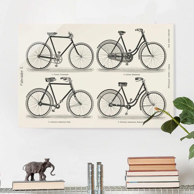 Lavagna magnetica in vetro Poster vintage Biciclette