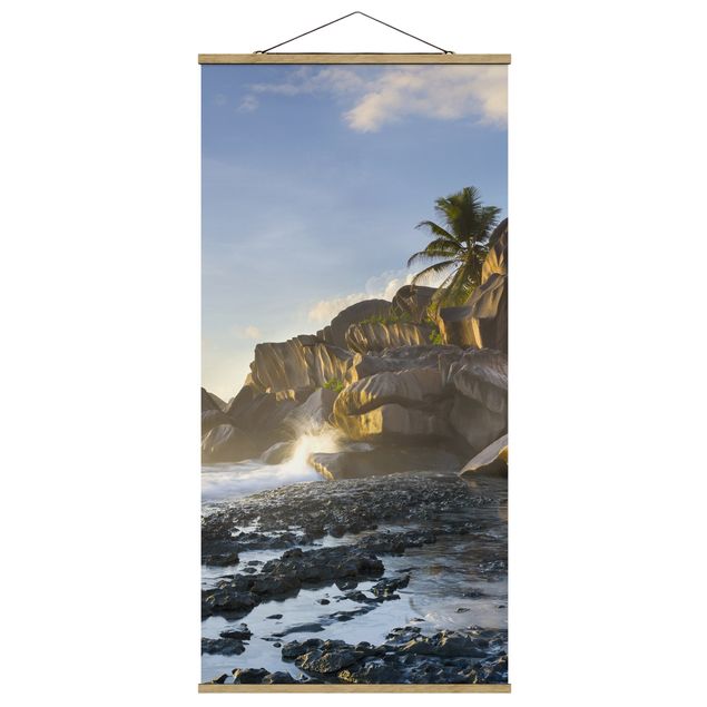 Quadro su tessuto con stecche per poster - Tramonto Sul Islanda Paradise - Verticale 2:1