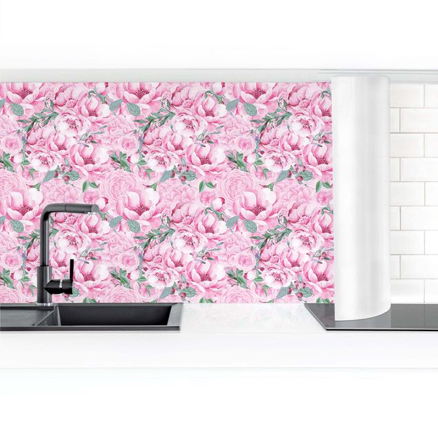 rivestimenti moderni cucina Sogno floreale rosato di rose in acquerello II