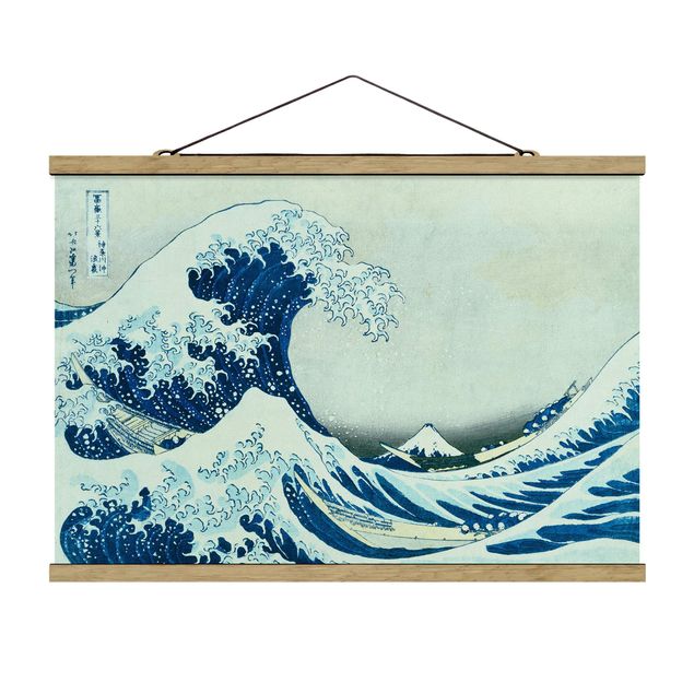 Foto su tessuto da parete con bastone - Katsushika Hokusai - La grande onda a Kanagawa - Orizzontale 2:3