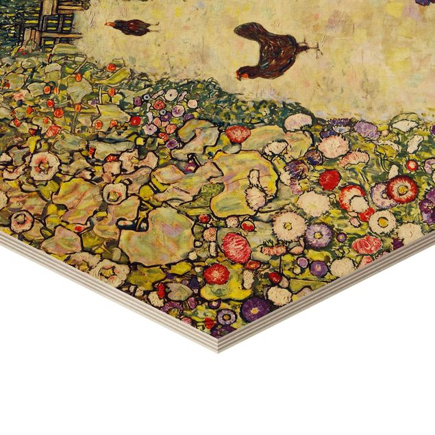 Esagono in legno - Gustav Klimt - Garden Way con i polli
