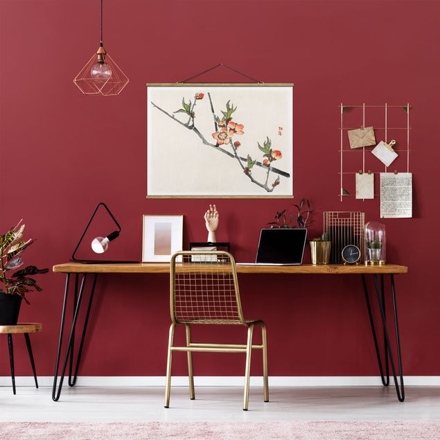 Foto su tessuto da parete con bastone - Asian Vintage Disegno Cherry Blossom Branch - Orizzontale 3:4