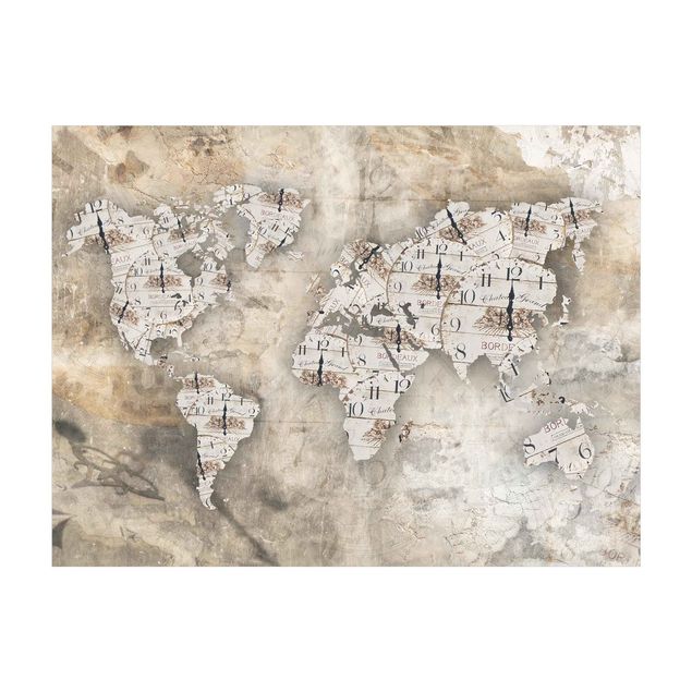 Tappeti effetto pietra Orologi Shabby - Mappa del Mondo