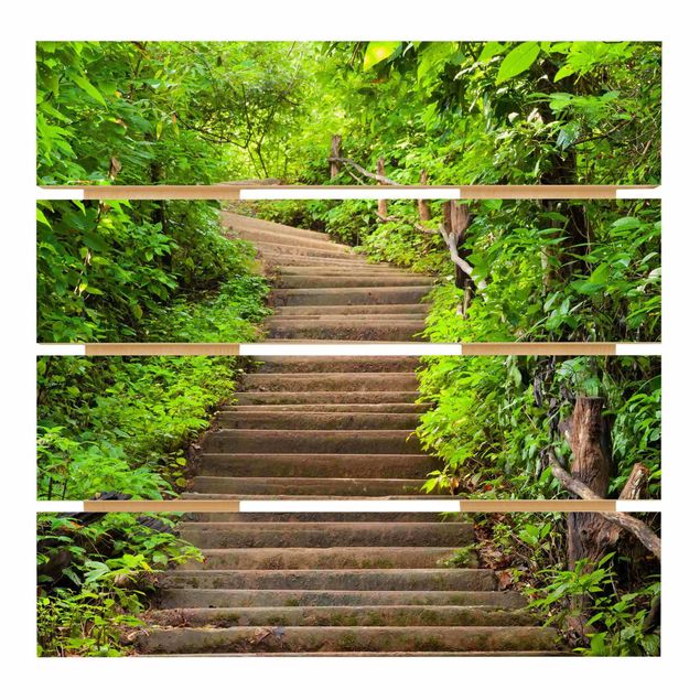 Stampa su legno - Stair Climb In The Woods - Quadrato 1:1