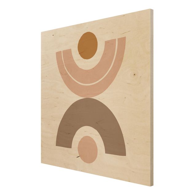 Stampa su legno - Line Art astratta pastello Forme - Quadrato 1:1