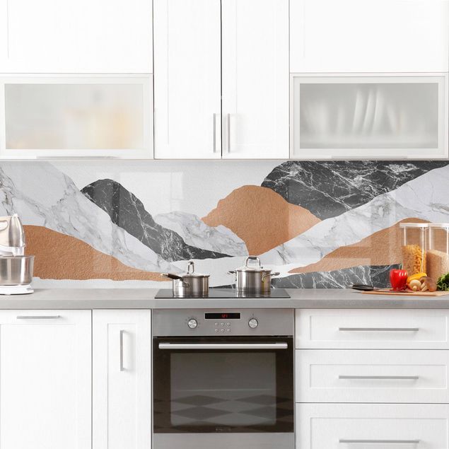 Rivestimenti cucina di plastica Paesaggio in marmo e rame II