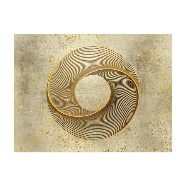 Tappeti grandi Line Art Spirale circolare Oro