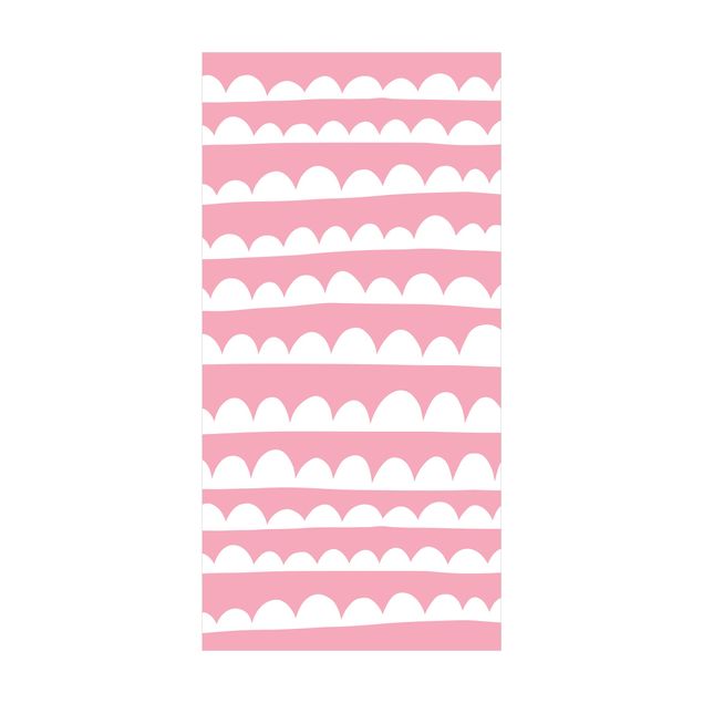 Tappeti bagno grandi Disegno di bande bianche di nuvole su cieli rosa chiaro