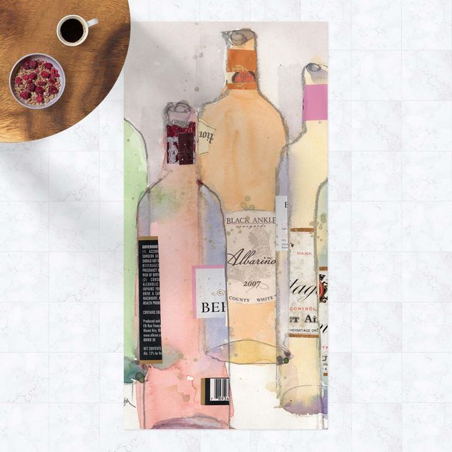 Tappeto per balcone Bottiglie di vino in acquerello II