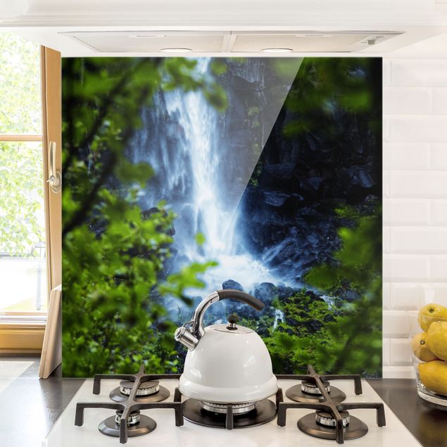 paraschizzi cucina vetro magnetico Vista di cascata