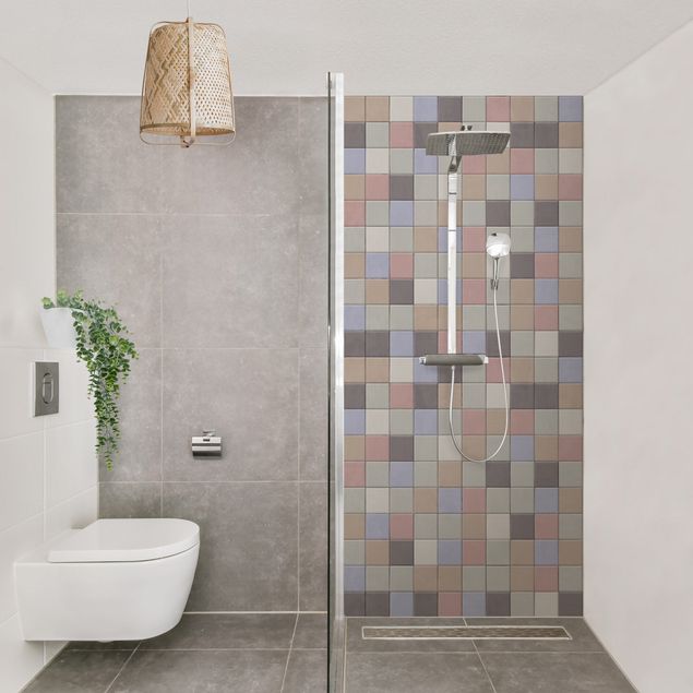 Rivestimenti per doccia alluminio dibond Piastrelle mosaico - Shabby colorato