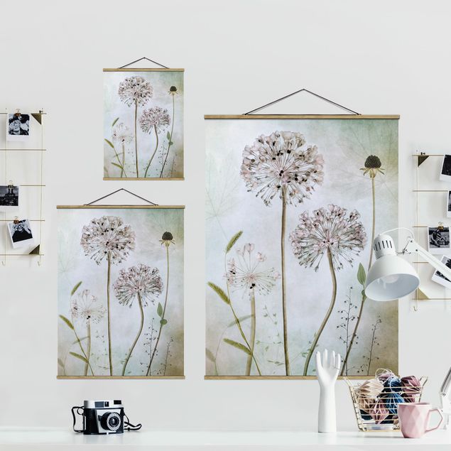 Foto su tessuto da parete con bastone - Porro Flowers In pastello - Verticale 4:3