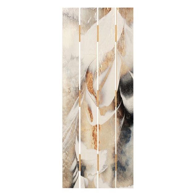 Stampa su legno - Elisabeth Fredriksson - Oro pittura astratta inverno - Verticale 5:2