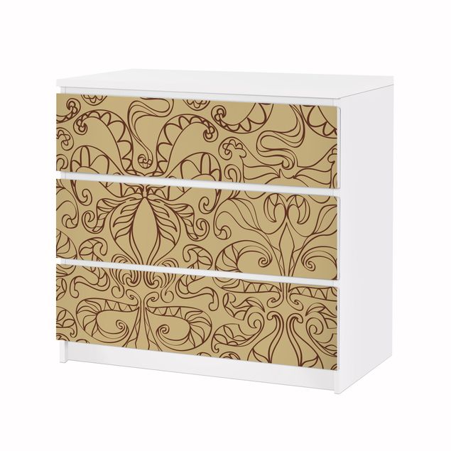 Carta adesiva per mobili IKEA - Malm Cassettiera 3xCassetti - Spiritual pattern beige