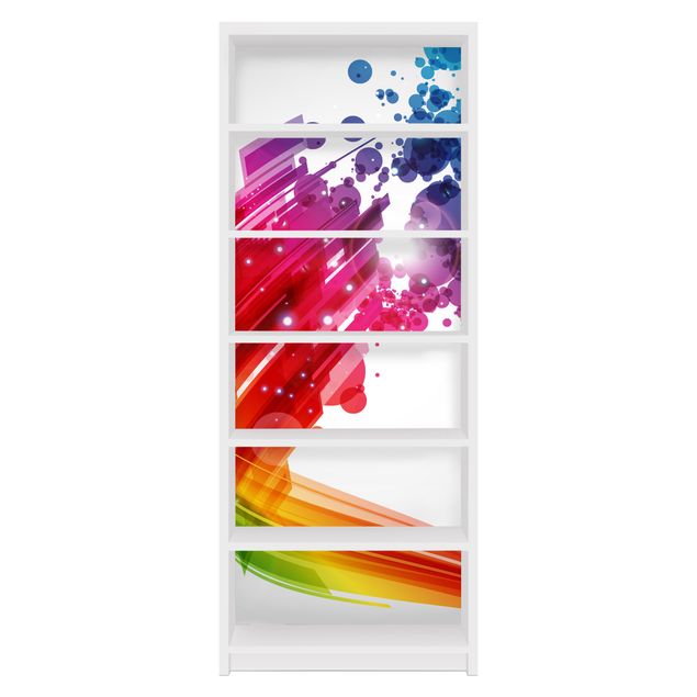 Carta adesiva per mobili IKEA - Malm Cassettiera 4xCassetti Rainbow Wave  and Bubbles