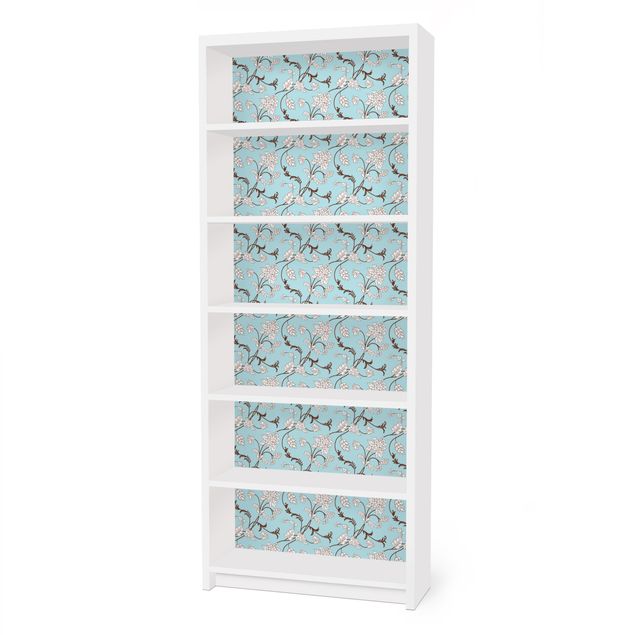 Carta adesiva per mobili IKEA - Billy Libreria - Bright Blue floral pattern